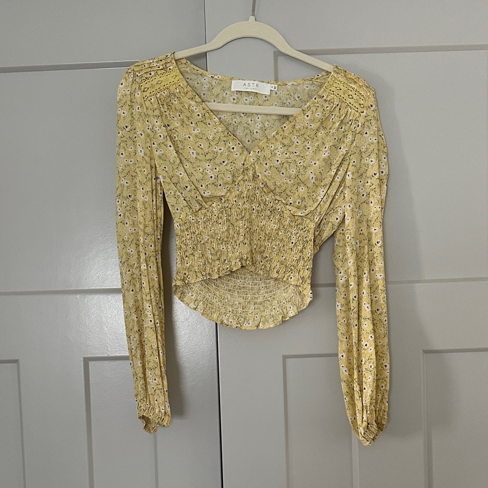 Astr Mustard Floral Blouse